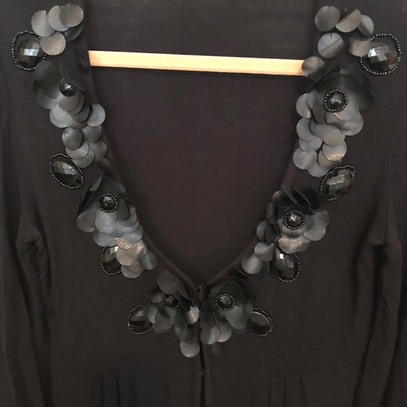Flower Appliqué Babydoll Open Front Top - Picture 2 of 5